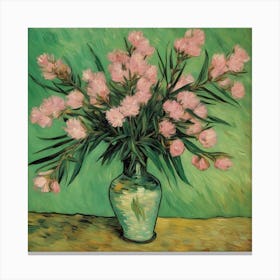 Pink Flowers In Vase Oleanders Vincent Van Gogh 3 Canvas Print