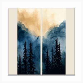 Two Paintings Of Mountains Canvas Print