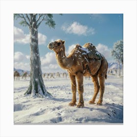 Camel In The Snow Canvas Print