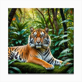 Tiger In The Jungle Canvas Print