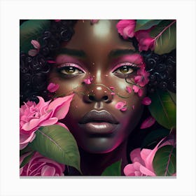 Black Girl With Flowers 4 Canvas Print