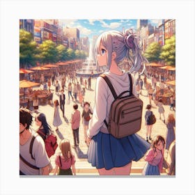 Anime Girl In A City Canvas Print