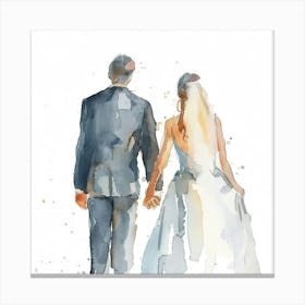 Watercolor Bride And Groom Holding Hands 1718370331 3 Canvas Print