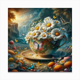Teacup With Butterflies Canvas Print