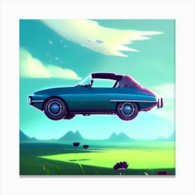 Flying blue car  Canvas Print