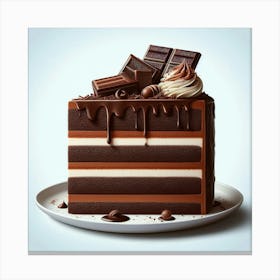 Chocolate Cake On A Plate Canvas Print