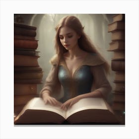 Young Woman Reading A Book Canvas Print