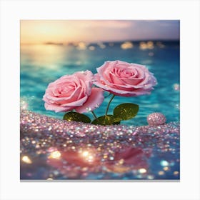 Pink Roses On The Beach Canvas Print