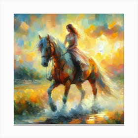 Girl Riding A Horse 4 Canvas Print
