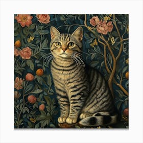 Cat In The Garden Art Canvas Print