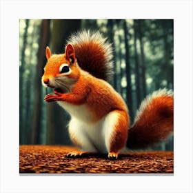 Cute Squirrel in a forest Canvas Print