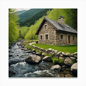 Small House In The Mountains Canvas Print