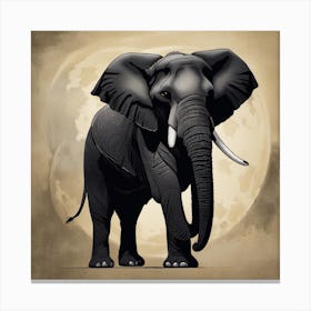 Elephant In Front Of The Moon Canvas Print