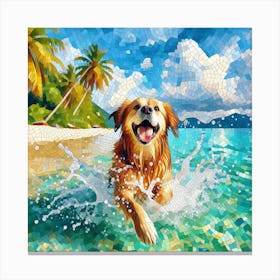 Golden Retriever On The Beach 1 Canvas Print