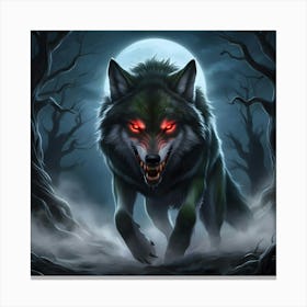 A Wolf With Glowing Red Eyes Canvas Print