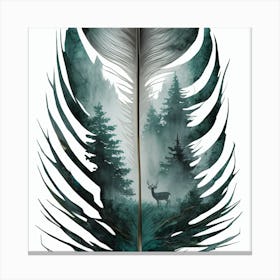 Mystic Forest Feather An Intricate Watercolor Landscape Within Nature S Quill (2) Canvas Print