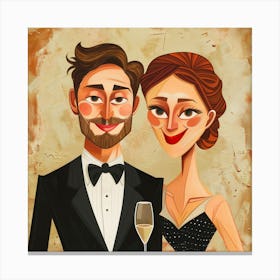 Couple Holding A Glass Of Champagne Canvas Print