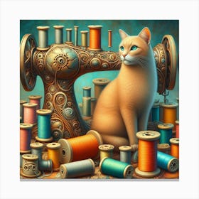 Cat and spools of thread 1 Canvas Print
