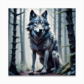 Wolf In The Woods 44 Canvas Print