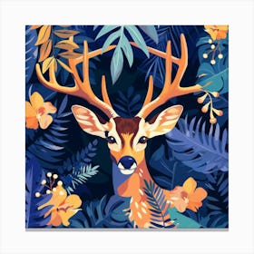 Deer In The Jungle Canvas Print