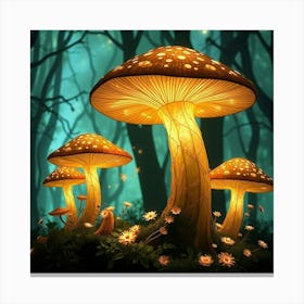 Mushrooms In The Forest 23 Canvas Print