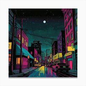 Neon City Night Canvas Print