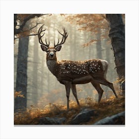 Deer In The Woods 45 Canvas Print