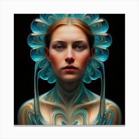Female Portrait Made Of Fluid Glass Work Of A S Canvas Print