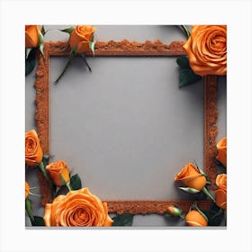 Orange Roses In A Frame 3 Canvas Print