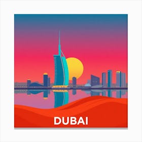 Dubai Skyline At Sunset Canvas Print