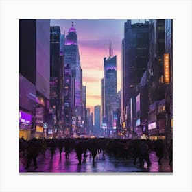 Times Square city At Dusk paintings art print 1 Canvas Print