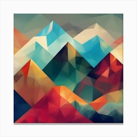 Abstract Colourful Geometric Polygonal Mountains Painting 2 Canvas Print