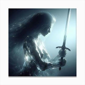 Young Woman Holding A Sword 1 Canvas Print