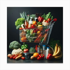 Shopping Cart Full Of Fruits And Vegetables 2 Canvas Print