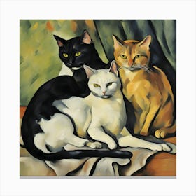 Three Cats Modern Art Cezanne Inspired Canvas Print