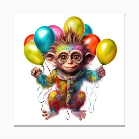 Monkey With Balloons 6 Canvas Print