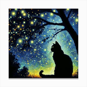 Starry Night Cat Canvas Print