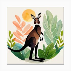 Kangaroo Green Haven Watercolor Canvas Print