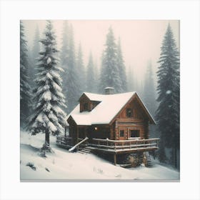 Cabin In The Snowy Woods Canvas Print