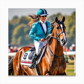 Jockey On Horse Canvas Print