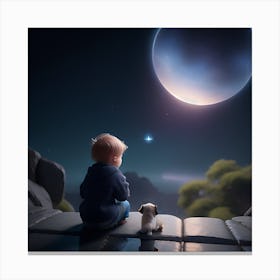 Puppy Love: Gazing into the Galaxy Canvas Print