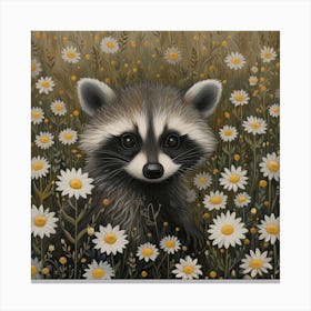 Baby Raccoon Fairycore Painting 1 Canvas Print