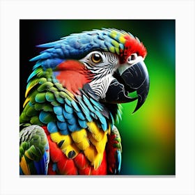 Parrot Head In A Vibrant Color Photo Realistic Painting Canvas Print
