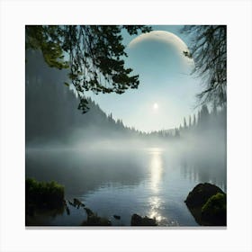 Moonlight Over A Lake Canvas Print