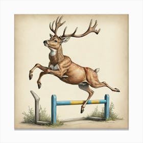 Deer Jumping Over An Obstacle Canvas Print