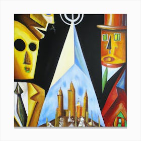 Cubism Style Painting- Banks Control Canvas Print