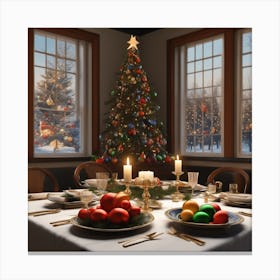 Christmas Table Setting 54 Canvas Print