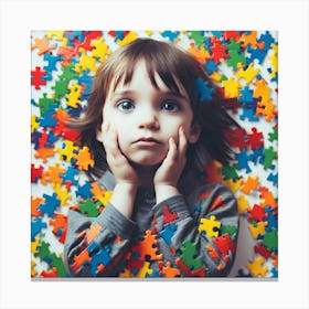 Child With Autism Puzzle Pieces Canvas Print