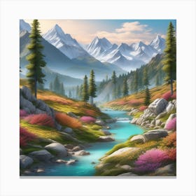 Peaceful Landscape In Mountains Ultra Hd Realistic Vivid Colors Highly Detailed Uhd Drawing Pe (7) Canvas Print