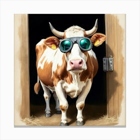 Cow With Sunglasses Canvas Print